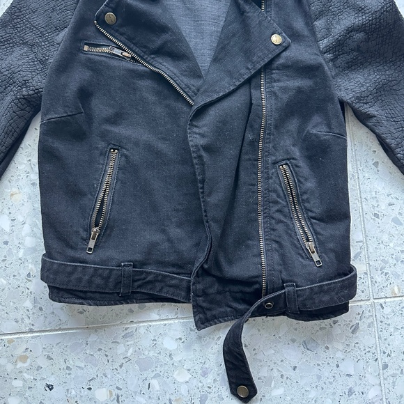 Current/Elliott Biker Jacket Denim Moto "Easy Biker" - Picture 3 of 6